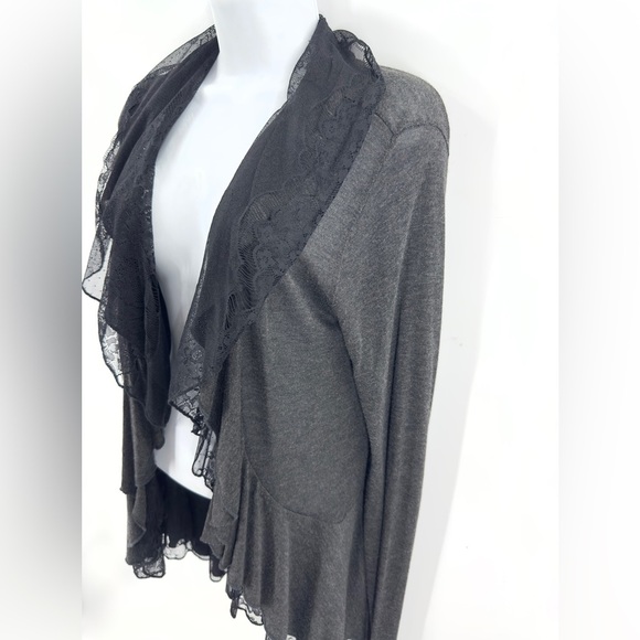 Vintage Cache Open Front Lace Drape Cardigan Womens Size M Gray Whimsigoth Fairy - Picture 2 of 10
